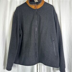 VTG WOOLRICH Mens Charcoal Gray 100% Wool Full Zip Barn Jacket Made in USA Sz XL